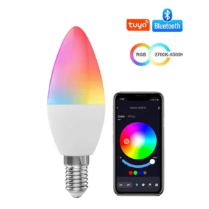 RGB E14 Smart Candle Lamp WiFi Phone Controlled Body Made of Aluminum and PC CE Certified
