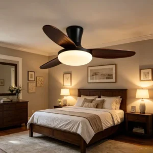 Retro Ceiling Fan Lamp LED 6 Speed Low Noise Dimmable Mini Size 3 Blades Iron Construction Bedroom Restaurant Cafe Porch Use