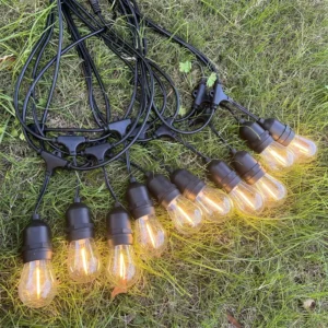 S14 1W 2W LED String Lights 15m 15 Bulbs Black IP65 Waterproof Fairy Light Garland for Wedding Holiday Christmas 220V Dimmable
