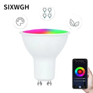 SIXWGH Tuya WiFi Smart RGBWW Spotlight Bulb 16 Million Colors Music Sync Voice Control 5W E26/E27/B22 Works Home