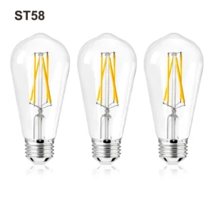 ST58 E26 LED Edison Bulb 120V Voltage 4 Watt Equivalent E26 Standard Base Soft White 2700K 6000K Dimmable 5000 Hour Lifetime