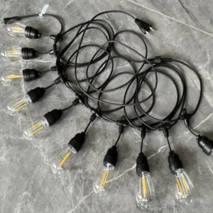 Shatterproof Outdoor String Light S14 with 10 Dimmable LED Vintage Edison Bulbs Commercial Grade Patio Lights