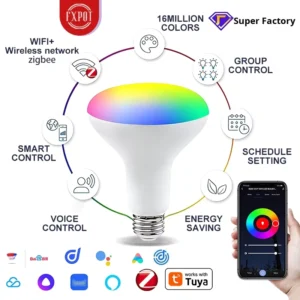 Smart Crystal Full Color RGB Bulb Three Change Atmosphere Lighting E26 Base LED AC PC App Control Dimmable Garden Use Wi-Fi