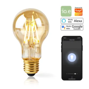 Smart Filament Bulb A60 E27 WiFi LED, Dimmable, Voice Control, Alexa, Google Home, Tuya