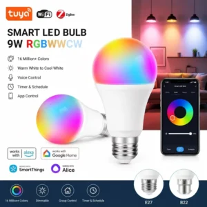 Smart LED Bulb 9W E27 B22 RGBWWCW WiFi ZigBee Smart Light Bulb Alexa Google Home Home Automation OEM