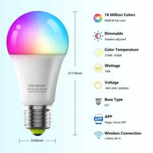 Smart Lighting 9W 10W E27 E26 A60 Smart Bulbs Voice Control RGB Bulb with APP Control