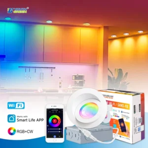Smart WIFI 4inch RGBCW Gimbal Downlight Google Alexa Smart Life APP Control 36° Lighting Angle Colorful Eyeball Recessed Light