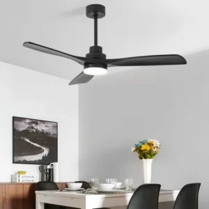 Solid Wood Blade Metal Body Black Color Remote Control 110V 220V Copper DC Motor Home Decor LED Ventilador De Techo Con Luz