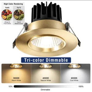 Spotlight Dimmable 4 Inch 10W COB LED Recessed Ceiling Downlight Warm White Neutral Adjustable Beam Angle