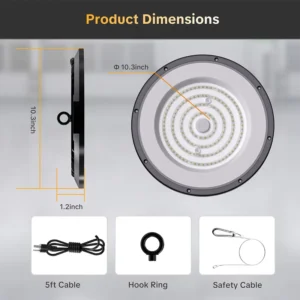 Super Bright 200W Aluminum High Bay Light for Indoor Industrial Use in Garage Factory Workshop Warehouse