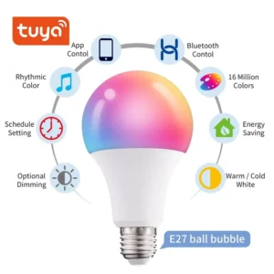 TUYA SMART E27 LED BULB RGB WiFi Bluetooth 9W A60 Color Changing 110V 220V