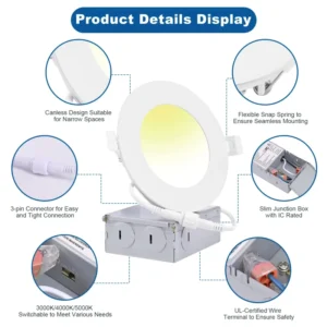 Top Selling For Canada US Market 4 6 Inch LED Pot Lights 3CCT 5CCT Recessed Downlight LED Slim Panel Lights For Home