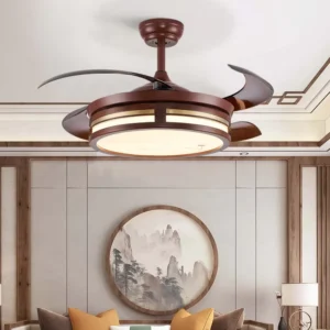 Trending Chinese Traditional Esthetic Design Retractable Blades Ventilation Copper DC Motor Electric LED Ceiling Fan Light