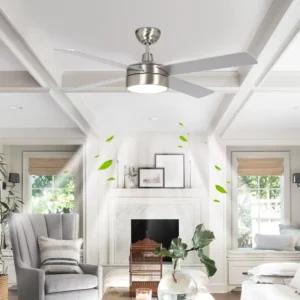 Trendy Style Brushed Nickel 52 Inch Energy Saving Ceiling Fan With Light for Living Room