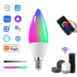 Tuya APP Control Alex Google Home Smart Bulbs E14 Candle Color Changing Smart Lamp 5W Dimmable WiFi LED Smart Bulb