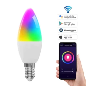 Tuya APP WiFi Smart Candle Light Smart Bulb Dimmable RGB CCT Color Change Remote Control E27 E26 E14 B22 Smart Candle Bulb