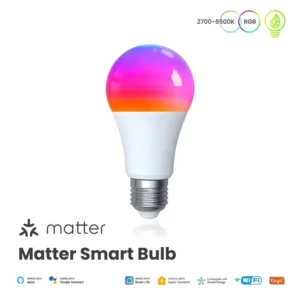 Tuya Matter WiFi Smart Bulb Dimmable LED Light 16 Million RGB Colors A19 E27 Candle Lamp Voice Control Alexa Google Home HOMEKIT