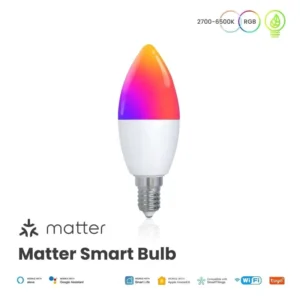 Tuya Matter WiFi Smart Bulb Dimmable Led Light 16 Million RGB Colors E14 Candle Lamp Voice Control Alexa Google Home