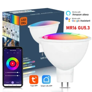 Tuya Smart LED Spotlight Bulb APP Control Works With Alexa Google Home RGBCW Color Change WIFI GU5.3/MR16 DC12V LED Lamp Bulbs