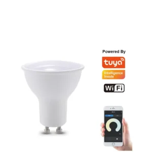 Tuya Smart WiFi GU10 LED Spotlight Bulb, Works with Google Home, Dimmable, Multicolored Daylight