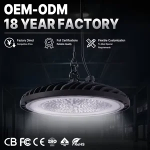 UFO High Bay High Brightness Aluminum Factory Lamp with SMD2835 ETL Certified Workshop Light 3000-6500K CCT IP54