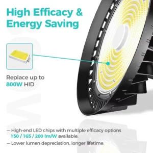 UFO High Bay LED Light 347 480V IP65 0 10V Dimming ETL DLC Industrial Warehouse