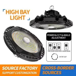 UFO Multi-Function High Bay Light Adjustable Power/Colour Temperature/Illumination Angle Switch Warehouse Use IP65 Rated