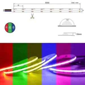 UL CE RoHS DC12V DC24V High Density Dotfree Dotless RGB COB LED Strip