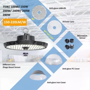 Waterproof Industrial Lighting 30000lm 36000lm Led Light Ufo High Bay 150w 240w Highbay Warehouse Lights with Honeycomb