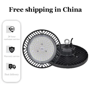 Weatherproof UFO LED High Bay Mining Lamp IP65 100W 150W 200W 300W for Warehouse Safety Bracket Hook Mounted With Lampshade