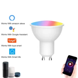 WiFi LED GU10 Bulb Lamp RGB Dimming Color Electric App Remote Control Works with Alexa for Home Use