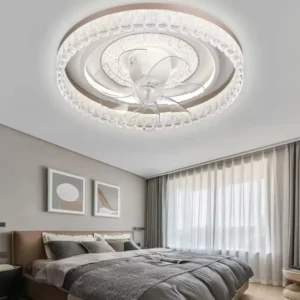 Zhongshan Factory Energy Saving Indoor Ceiling Lamp With Integrated Silent Fan Sparkle Texture LED Light For Luxury Bedroom